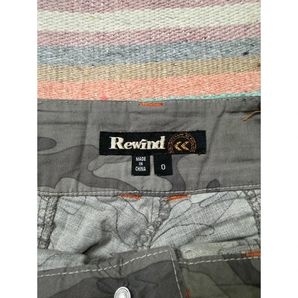 Rewind Y2K‎ Camo Midi Skirt Low Rise Cargo Style Gray Camouflage